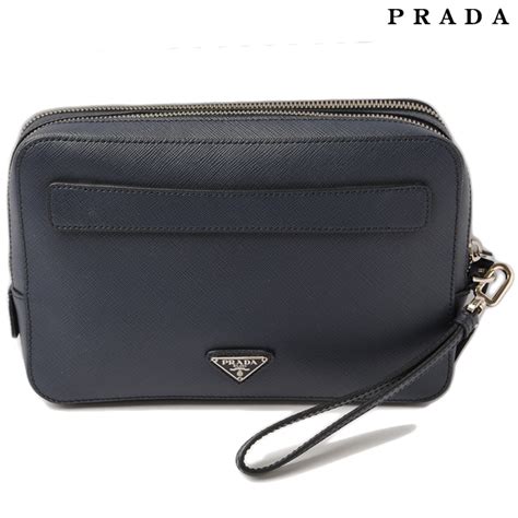 PRADA Bag Men's Clutch Second Saffiano Gray VR0052 Compact